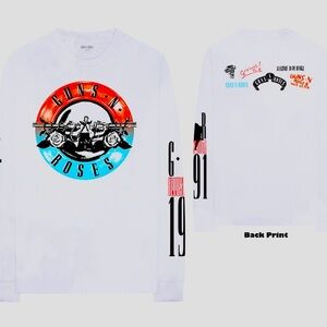 Men's Guns N Roses Motorcross Officially Licensed Long Sleeve XL White T-Shirt